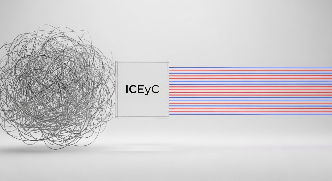 Representación abstracta de un plano eléctrico convirtiéndose en orden.